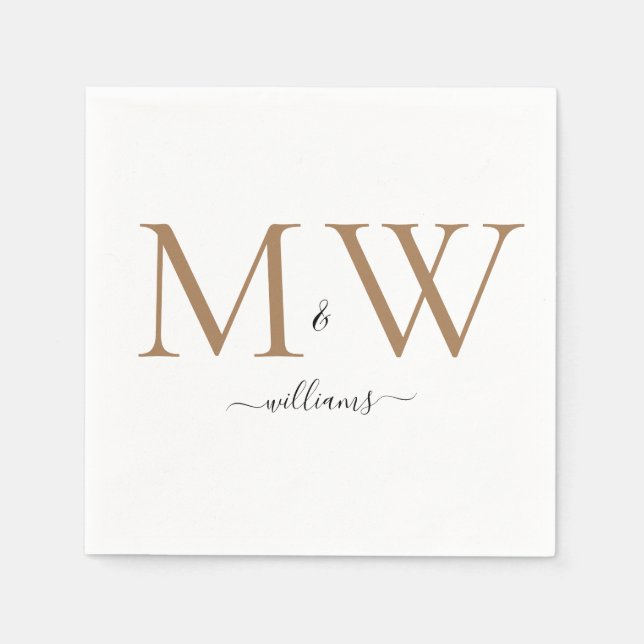 Schwarze & Goldene Monogramm-Name-Hochzeit  Serviette (Vorderseite)