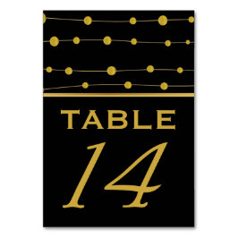 Schwarze, goldene Perlen Moderne Hochzeitsstiftung Tischnummer
