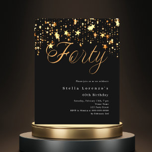 Schwarze goldene Sterne Budget 40. Geburtstagseinl