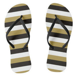 Schwarze, goldene und weiße Streifen Flip Flops