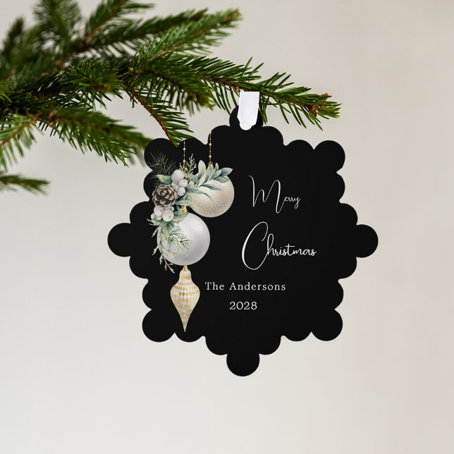 Schwarze goldene weiße Bauern Weihnachten Ornament Karte (Von Creator hochgeladen)