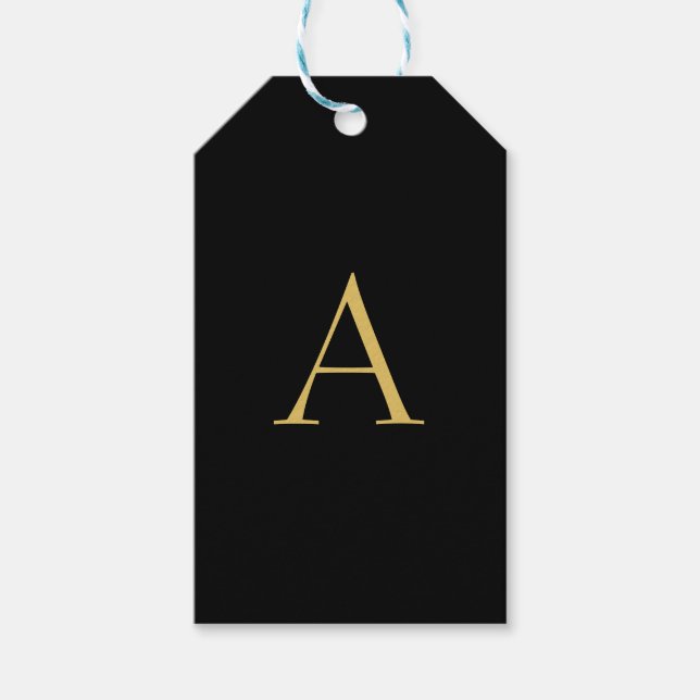 Schwarze Goldfarbe Monogramm Professional Geschenkanhänger (Vorderseite)
