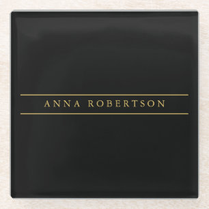 Schwarze Goldfarben Beruflich Chic Minimalistisch Glasuntersetzer