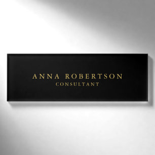 Schwarze Goldfarben Beruflich Trendy Minimalistisc Namenschild