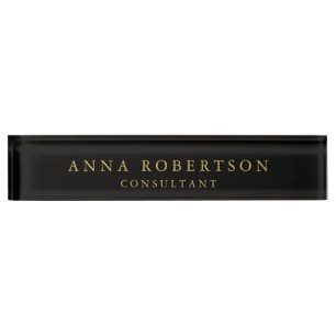 Schwarze Goldfarben Beruflich Trendy Minimalistisc Namensplakette