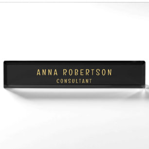 Schwarze Goldfarben Beruflich Trendy Minimalistisc Namensplakette