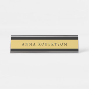 Schwarze Goldfarben Beruflich Trendy Minimalistisc Schreibtischnamensplakette