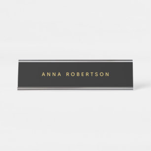 Schwarze Goldfarben Beruflich Trendy Minimalistisc Schreibtischnamensplakette