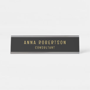 Schwarze Goldfarben Beruflich Trendy Minimalistisc Schreibtischnamensplakette