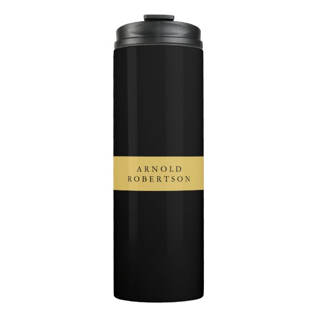 Schwarze Goldfarben Beruflich Trendy Minimalistisc Thermosbecher (Vorderseite)