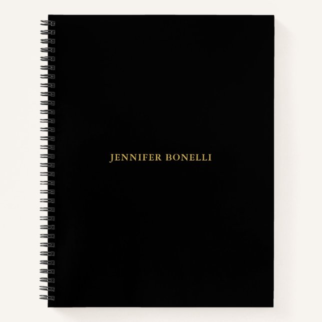 Schwarze Goldfarben Beruflich Trendy Moderne Schli Notizbuch (Vorderseite)