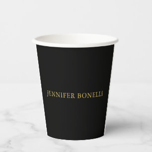 Schwarze Goldfarben Beruflich Trendy Moderne Schli Pappbecher