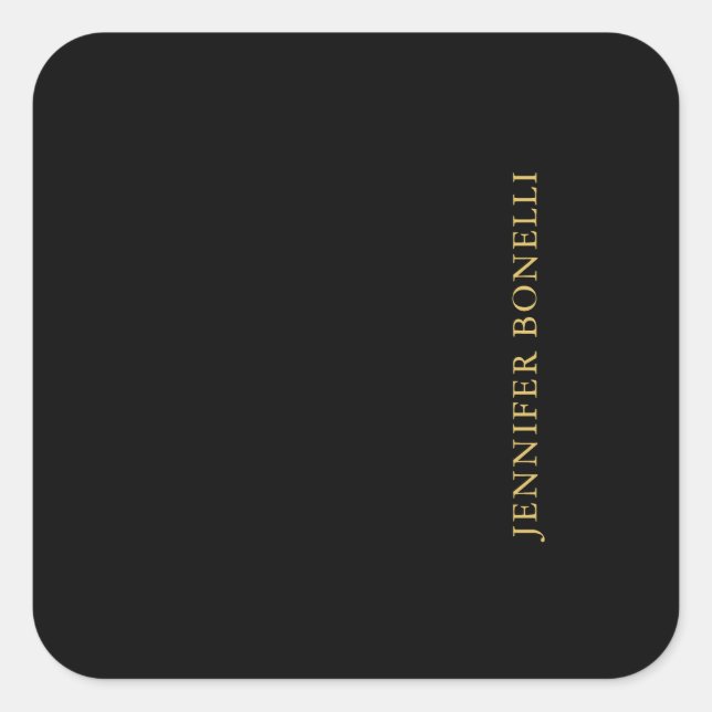 Schwarze Goldfarben Beruflich Trendy Moderne Schli Quadratischer Aufkleber (Vorderseite)