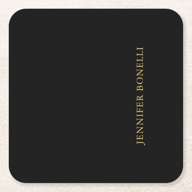 Schwarze Goldfarben Beruflich Trendy Moderne Schli Rechteckiger Pappuntersetzer (Vorderseite)