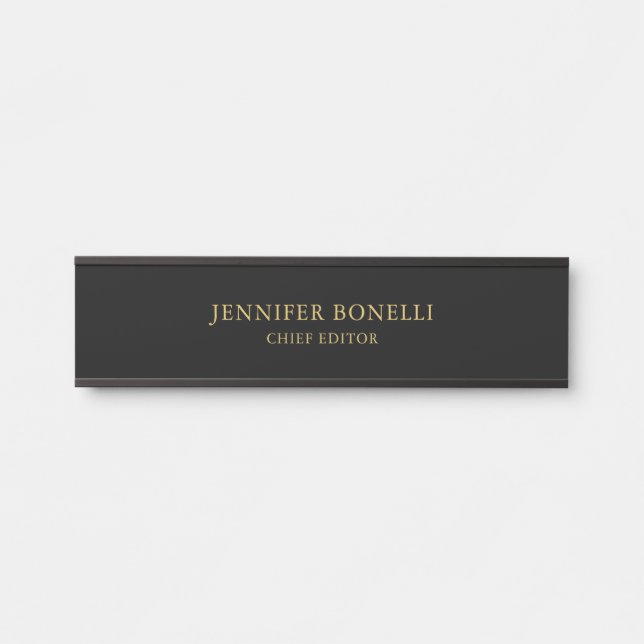 Schwarze Goldfarben Beruflich Trendy Moderne Schli Türschild (Vorderseite )