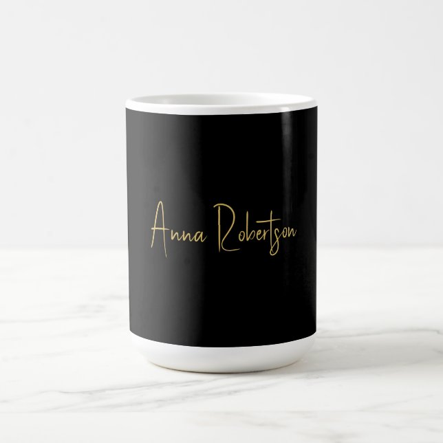 Schwarze Goldfarben Berufliche Trendkalligrafie Kaffeetasse (Mittel)