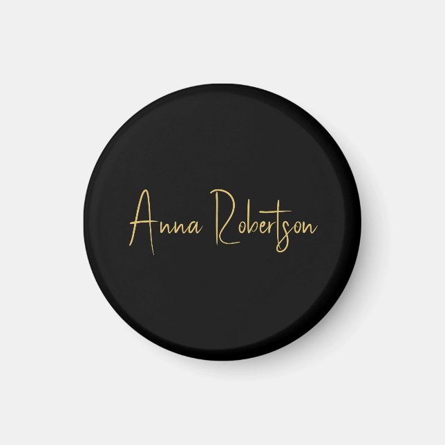 Schwarze Goldfarben Berufliche Trendkalligrafie Magnet (Vorne)