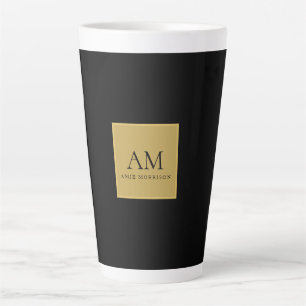 Schwarze Goldfarben Monogramm Anfangsbuchstabe Nam Milchtasse