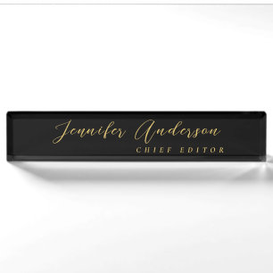 Schwarze Goldfarben Professionell Trendig Modern S Namensplakette