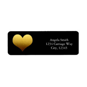 Schwarze & Goldfolie Herz-Sticker-Adressetiketten