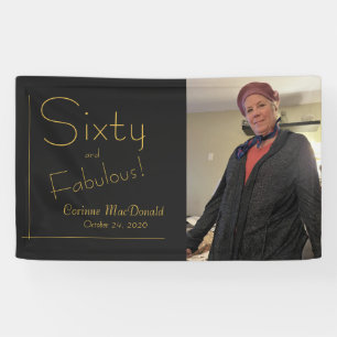 Schwarze Goldfolie Name 60 & Fantastische Geburtst Banner