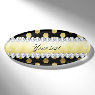 Schwarze Goldfolien-Tupfen-Diamanten Namenschild