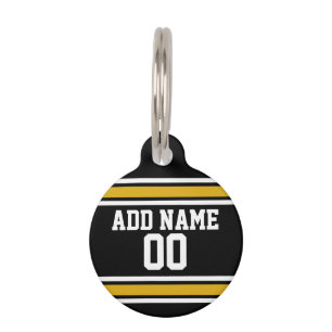 Schwarze Goldfußball-Jersey-Name-Zahl Tiermarke