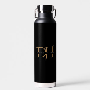 Schwarze Goldinitials mit Doppelmonogramm - Elegan Trinkflasche