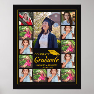 Schwarze Goldkappe 13 Foto-Collage Gratuliere Abso Poster