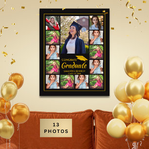 Schwarze Goldkappe 13 Foto-Collage Gratuliere Abso Poster