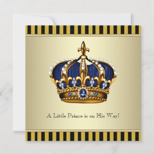 Schwarze Goldkrone Kleiner Prinz Baby Shower Junge Einladung