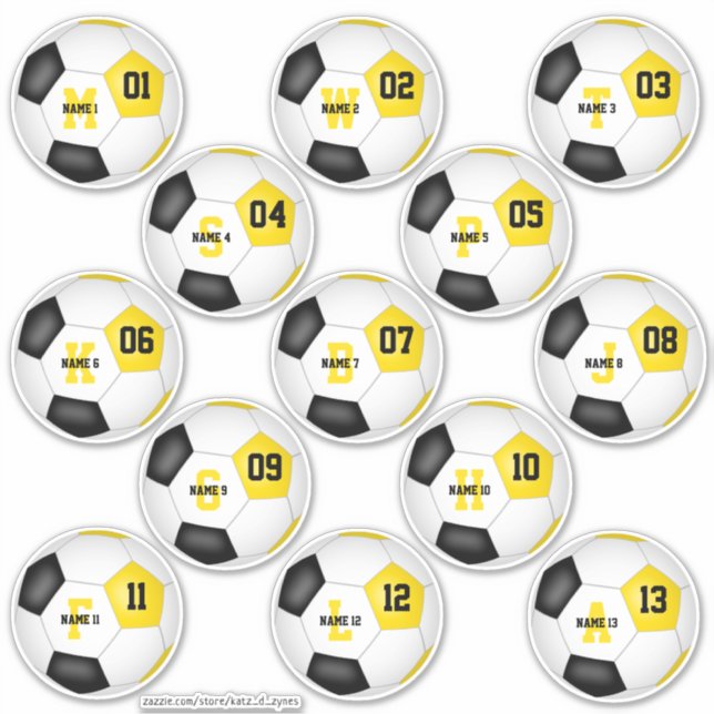 Schwarze Goldmannschaft - 13 Fußballaufkleber Aufkleber (Vorderseite)