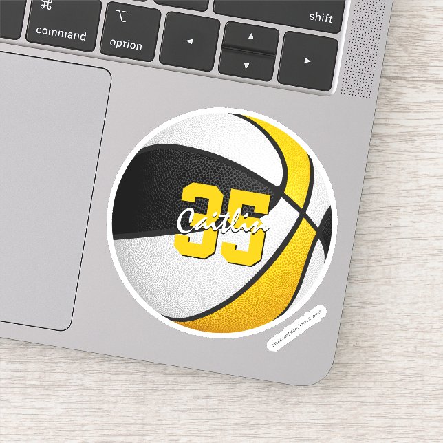 Schwarze Goldmannschaft farbenfrohe Basketball Aufkleber (Detail)