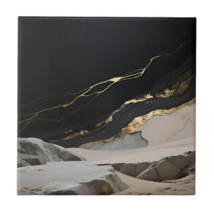 Schwarze Goldmarmor-Landschaft Fliese