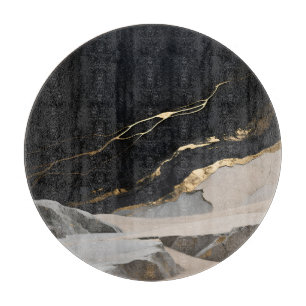 Schwarze Goldmarmor-Landschaft Schneidebrett