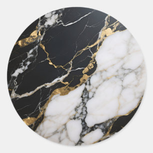 Schwarze Goldmarmoradern Luxus Abstract Runder Aufkleber