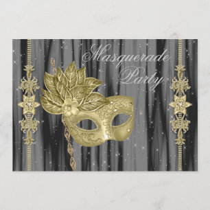 Schwarze Goldmasken-Party Einladung