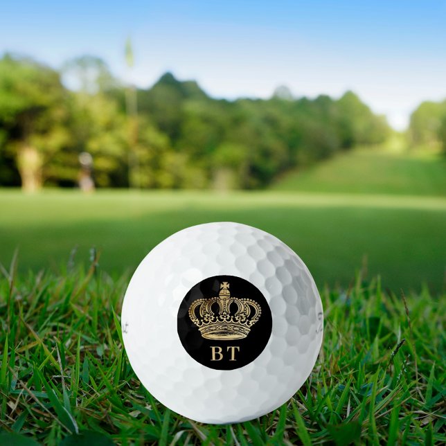 Schwarze Goldmonogramm-Initialen Golfball (Von Creator hochgeladen)
