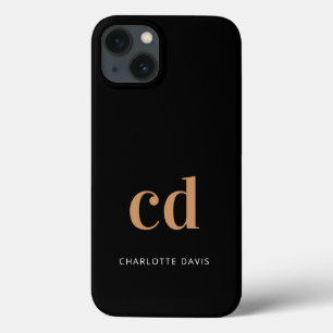 Schwarze Goldmonogramm-Initialen modern elegant ku Case-Mate iPhone Hülle