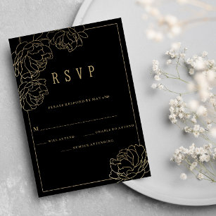 Schwarze Goldtypografie Perle Luxus-Blumen-UAWG Einladung