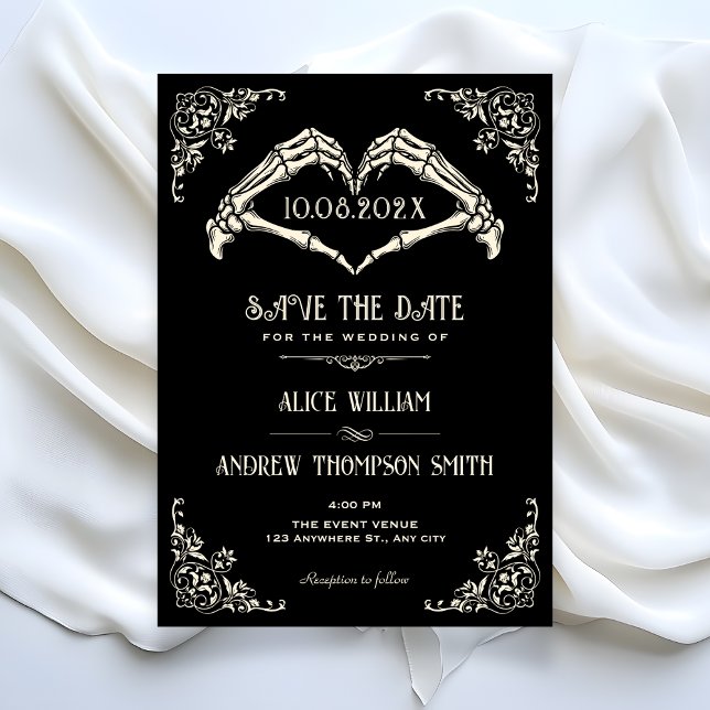 Schwarze gotische Bogen Hochzeit Save The Date (Von Creator hochgeladen)