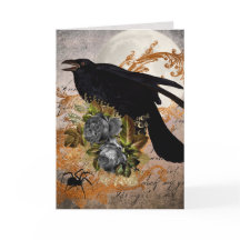 Schwarze gotische Krähe & Spinne