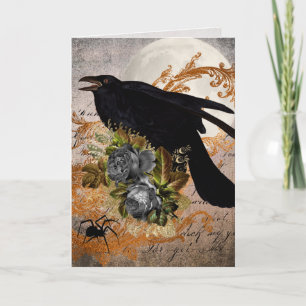 Schwarze gotische Krähe & Spinne Karte