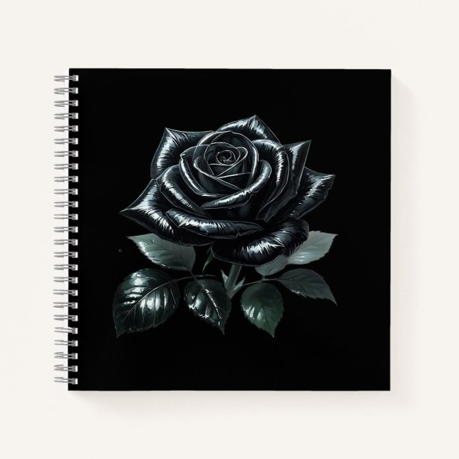 Schwarze Gotische Rose Notizbuch (Vorderseite)