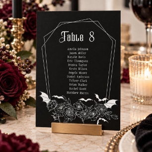 Schwarze gotische Tischnummer-Hochzeitssitzkarte