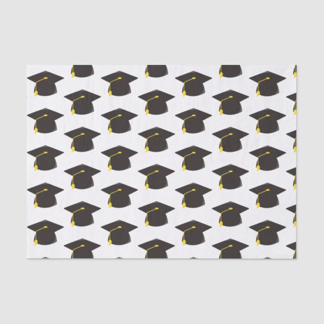 Schwarze Graduierungskappe mit weißem Hintergrundg Seidenpapier (Vorderseite)