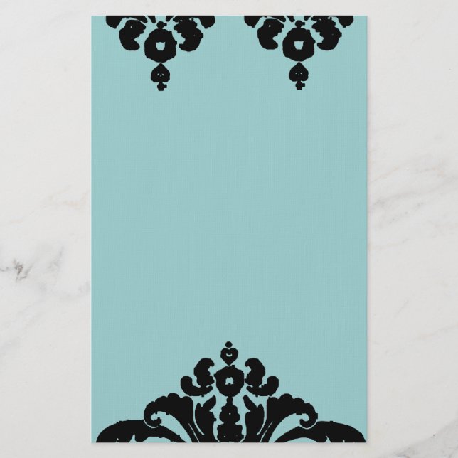 Schwarze Grafik auf Aqua Blue Modern Transitional Briefpapier (Vorderseite)