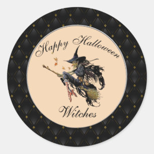 Schwarze Grashalme Halloween Hexen Runder Aufkleber