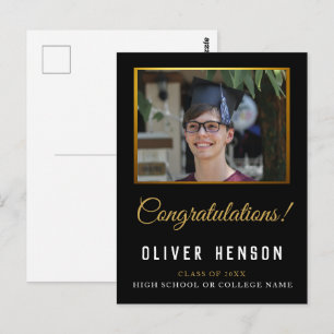 Schwarze Gratulation Absolvent Foto Abschlussfeier Postkarte