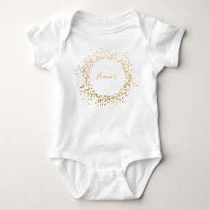 Schwarze Grau Ombre Gold Konfetti Punkte Personali Baby Strampler